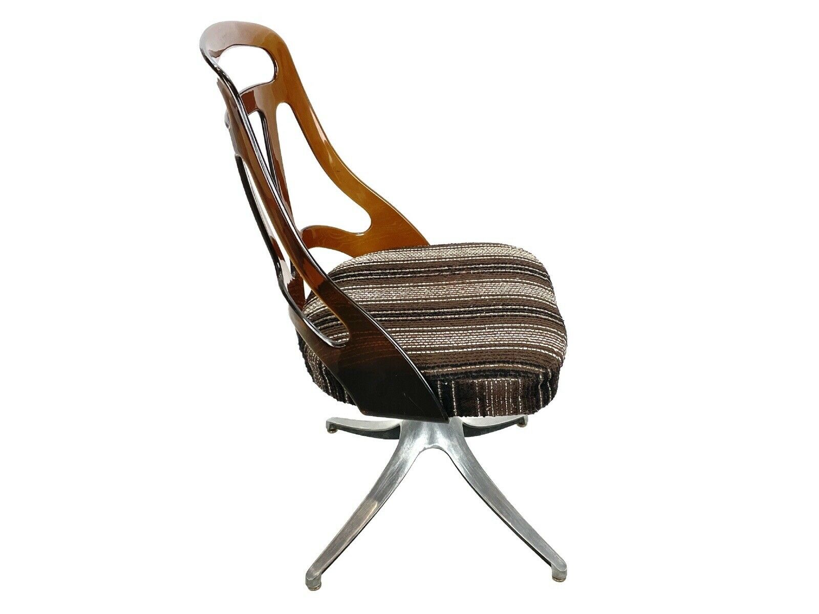 Set of 4, Chromcraft, Mid Century Modern Chrome and Lucite Swivel Dining Chairs
