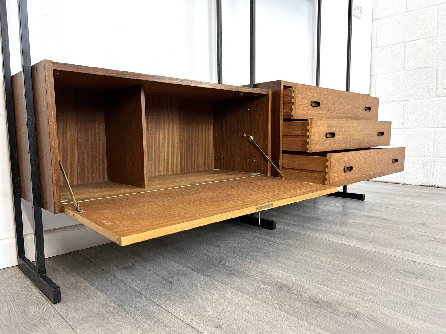 Interflex, Mid Century Modular Teak and Formica Shelving Unit