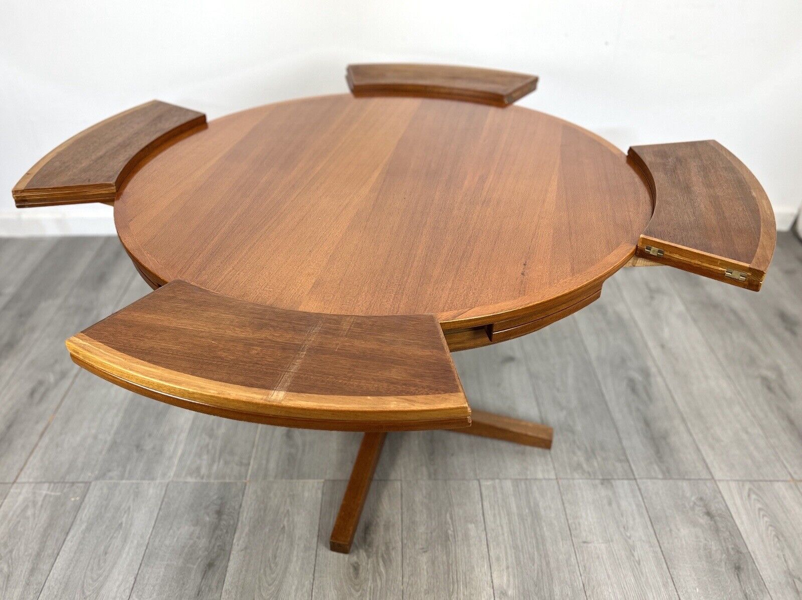 Dyrlund Lotus, Mid Century Circular Teak Extending Dining Table