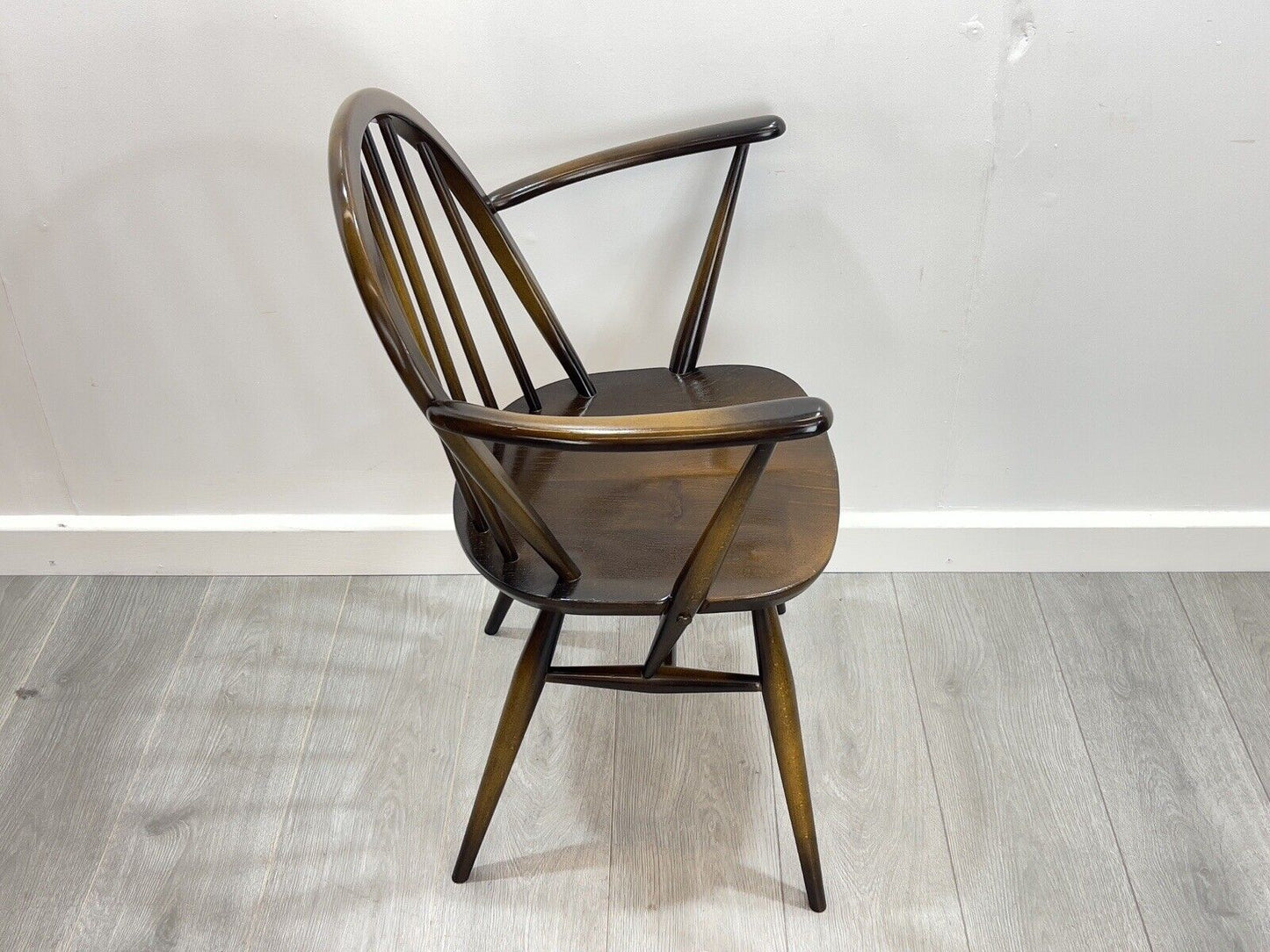 Ercol Model 370A, Mid Century Carver Dining Chair in Traditional Dark Elm
