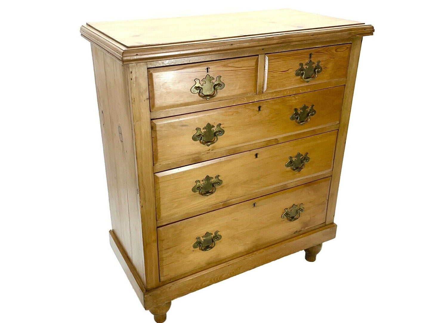 Antique Victorian, Waxed Pine Chest Of Drawers