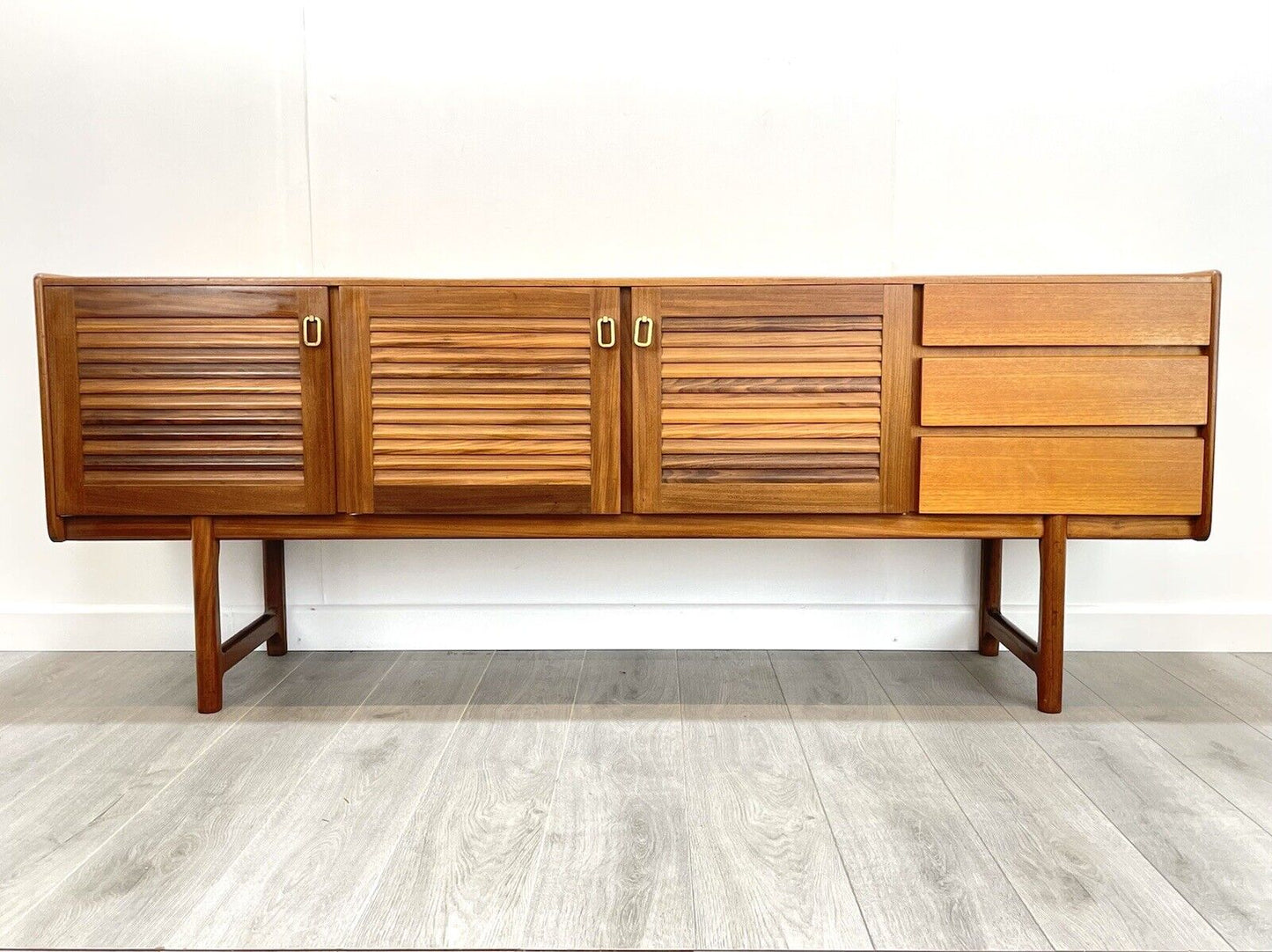 Mcintosh Of Kirkcaldy, Mid Century Teak, Louvred Door Sideboard / Credenza