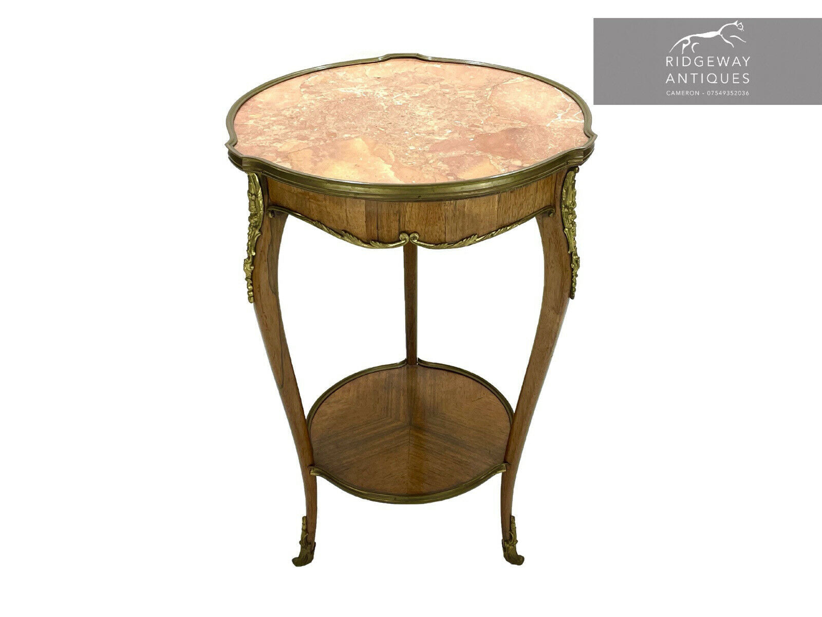 19th Century, French, Marble Top & Ormolu, Walnut Occasional Table