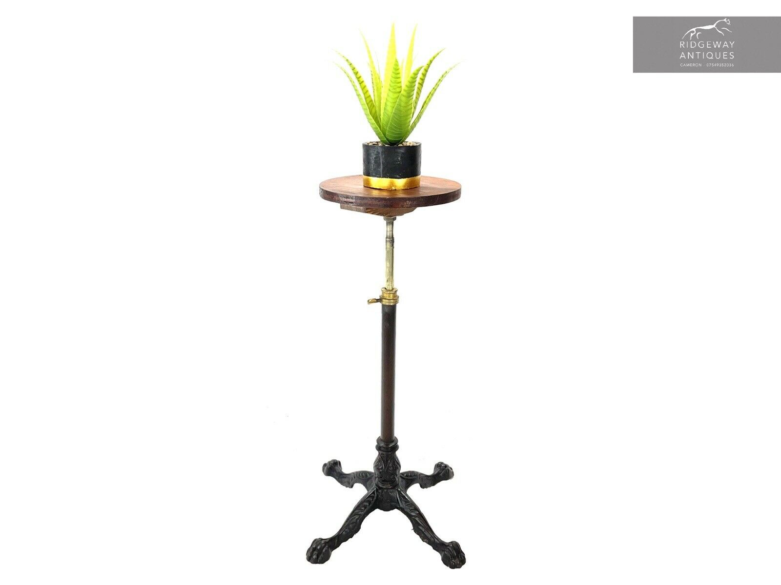 Telescopic Side Table / Occasional Table Table With Cast Iron Lion Paw Base