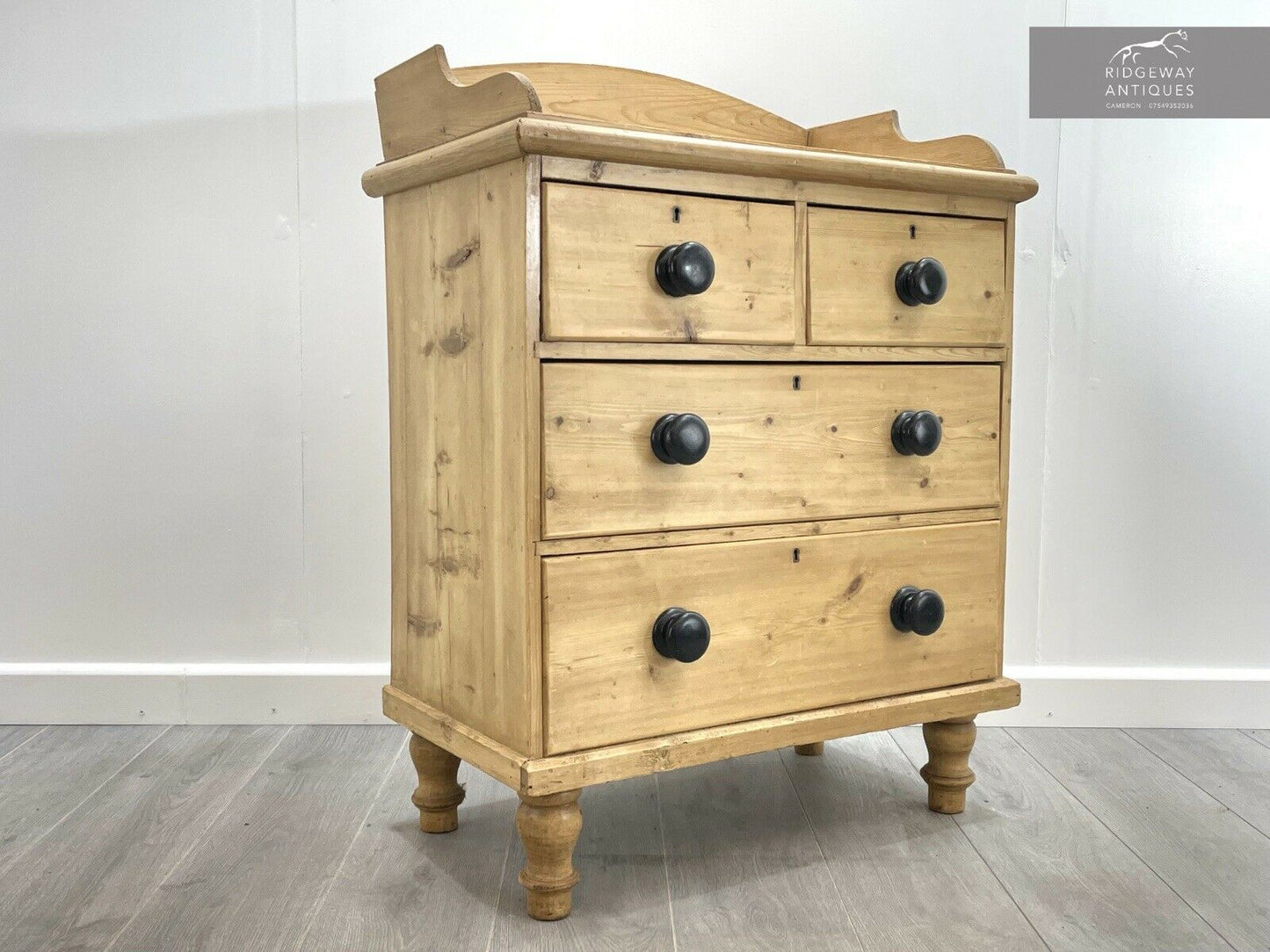 Victorian Pine Gallery Back Chest of Drawers / Dressing Chest
