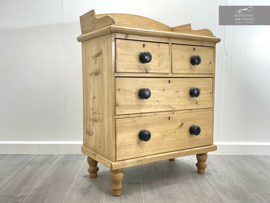 Victorian Pine Gallery Back Chest of Drawers / Dressing Chest