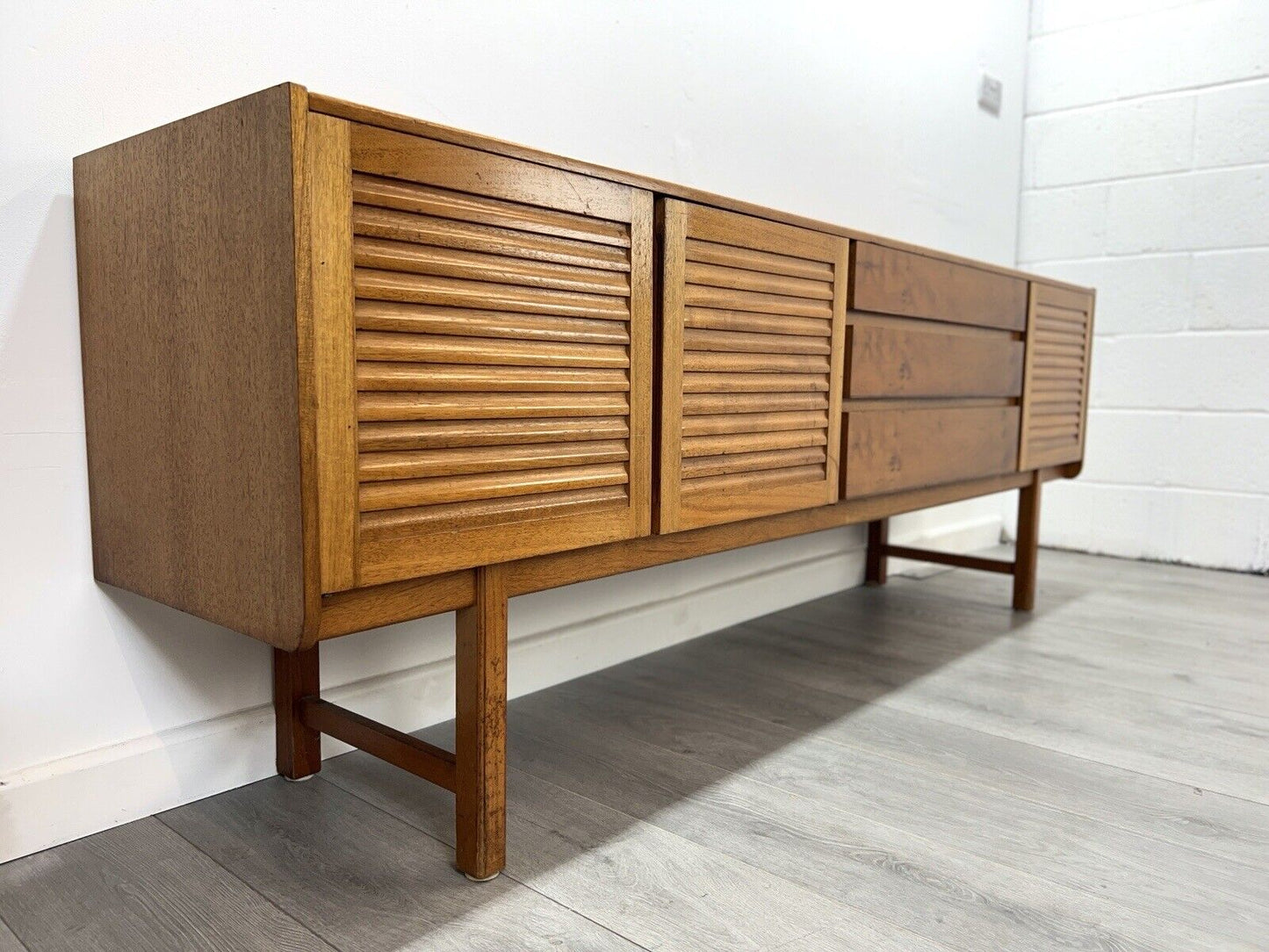 Mcintosh Of Kirkcaldy, Mid Century Teak, Louvred Door Sideboard / Credenza