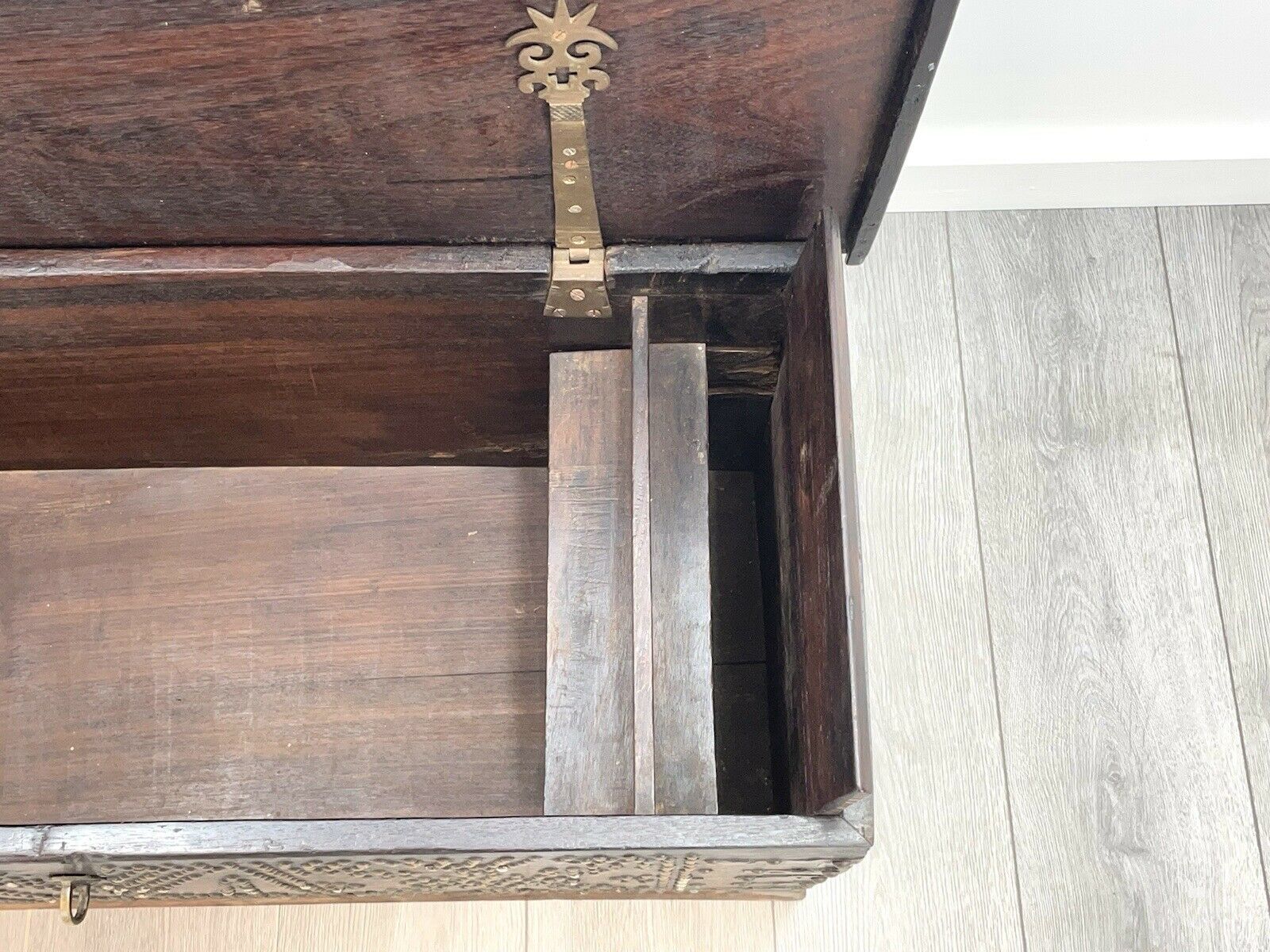 19th Century, Studded Rosewood Zanzibar Chest With Secret Compartment