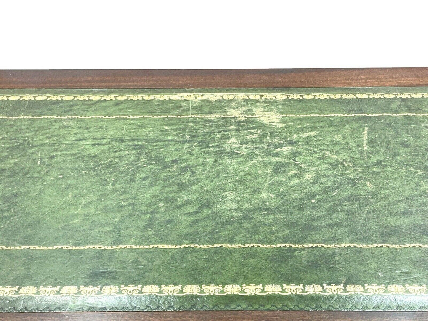 Green Leather Captains Chair With Matching Mahogany Double Pedestal Desk