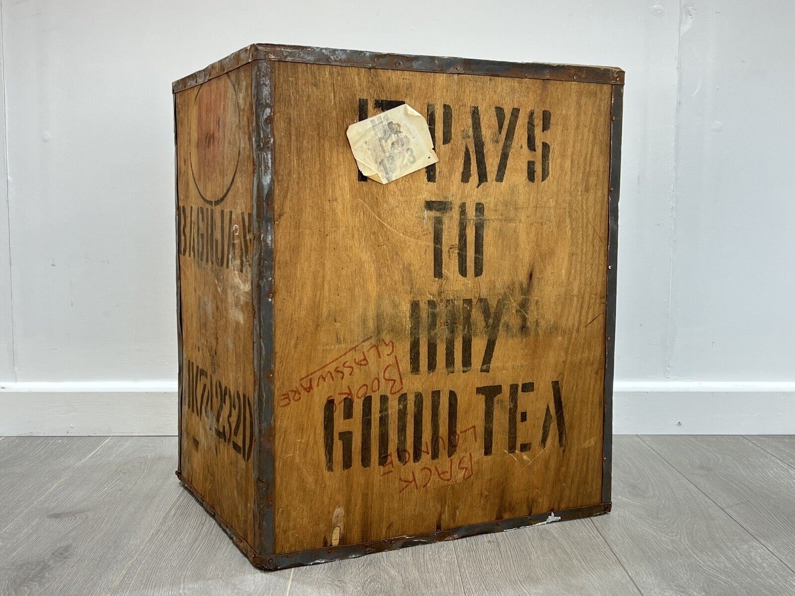 Vintage Wooden Tea Crate from Baghjan, India