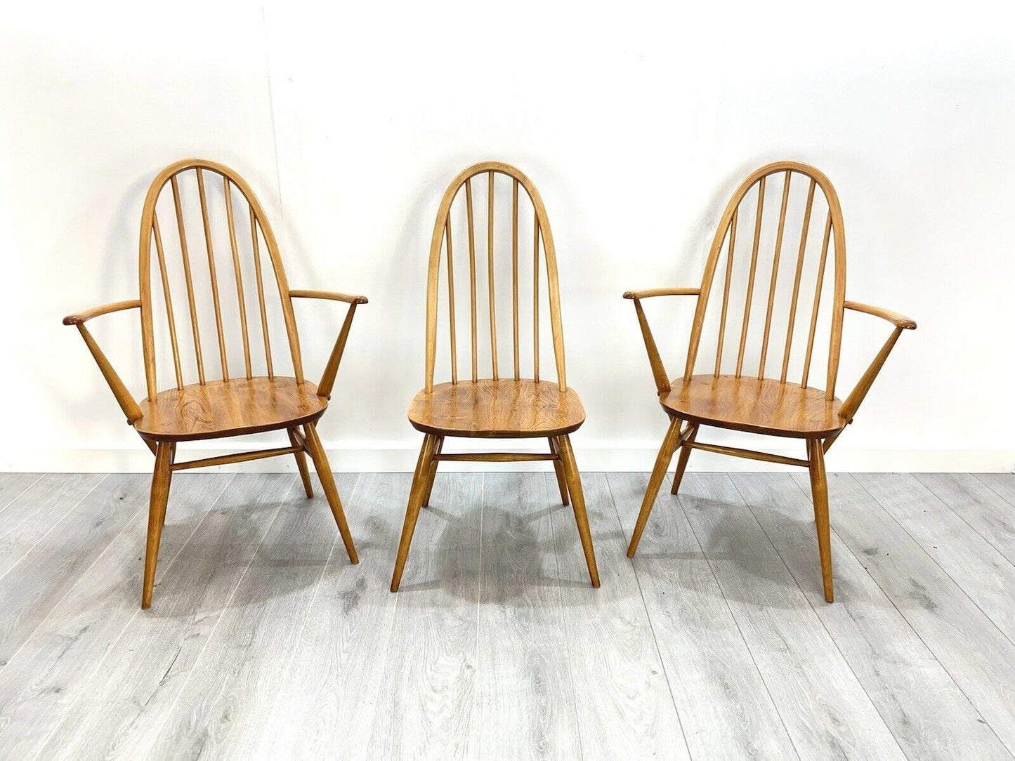Ercol Quaker 365 & 365a, Set Of 3 Retro Dining Chairs