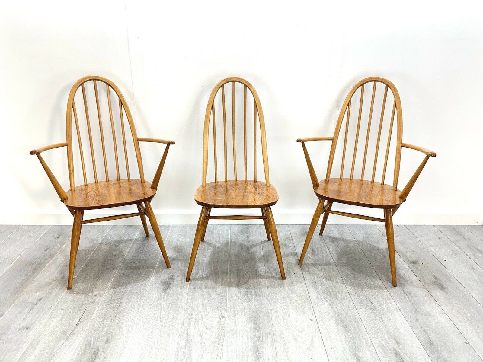 Ercol Quaker 365 & 365a, Set Of 3 Retro Dining Chairs
