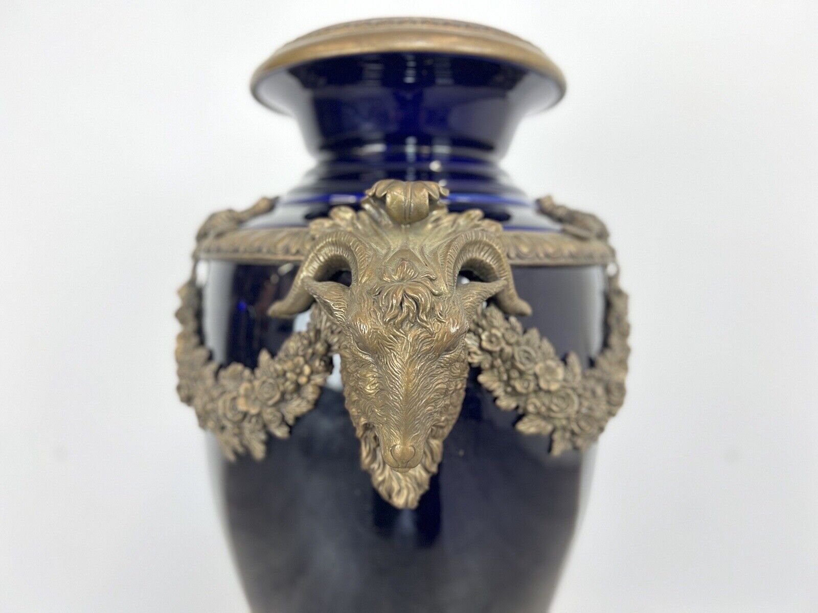 Cobalt Blue Porcelain & Bronze Floor Urn