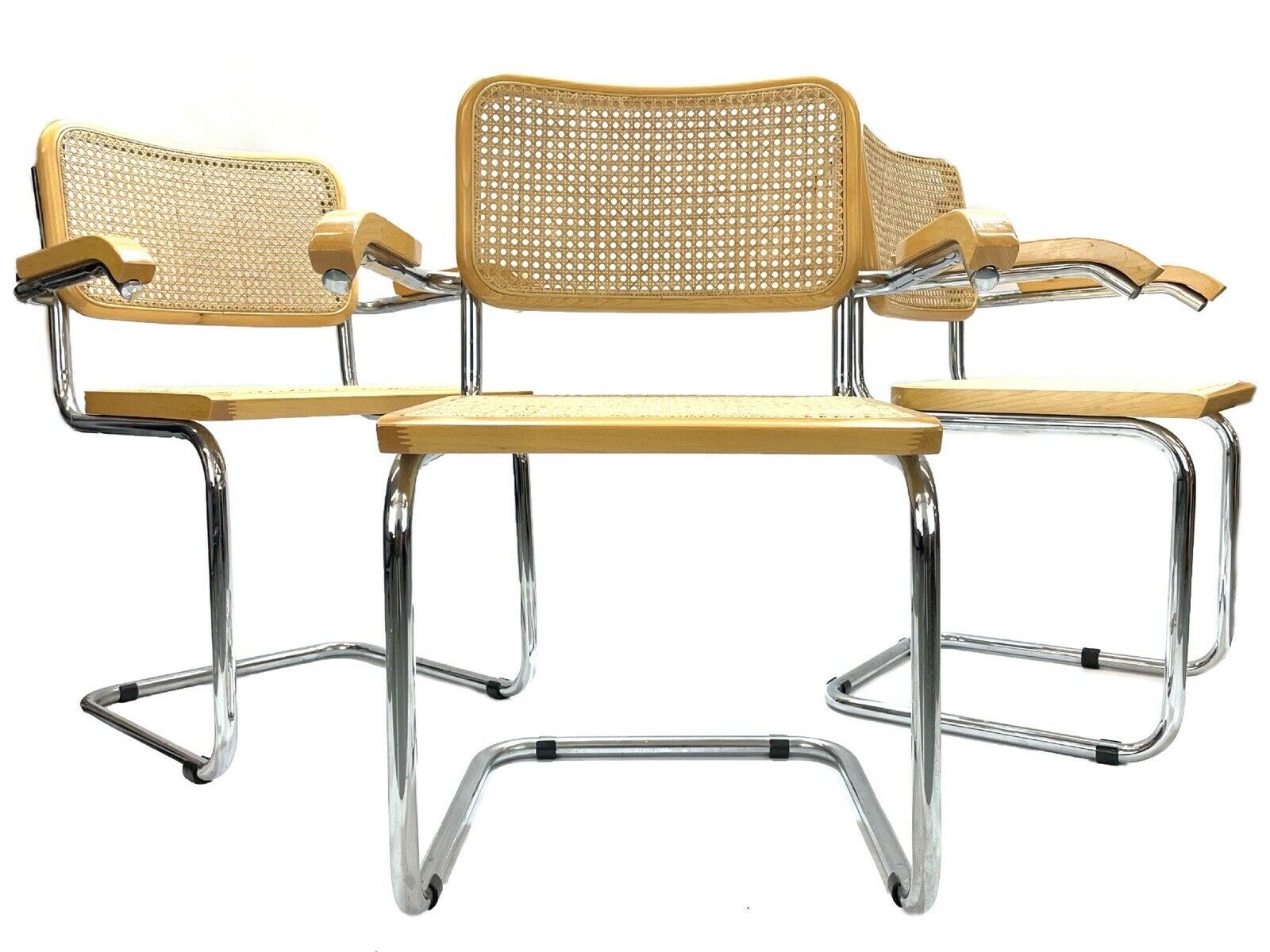 Set Of 3, Marcel Breuer - Cesca, B64 Style Chairs - Made In Italy