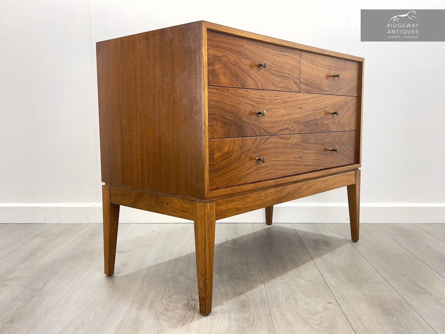Peter Hayward for Uniflex, Mid Century, Walnut Chest of Drawers