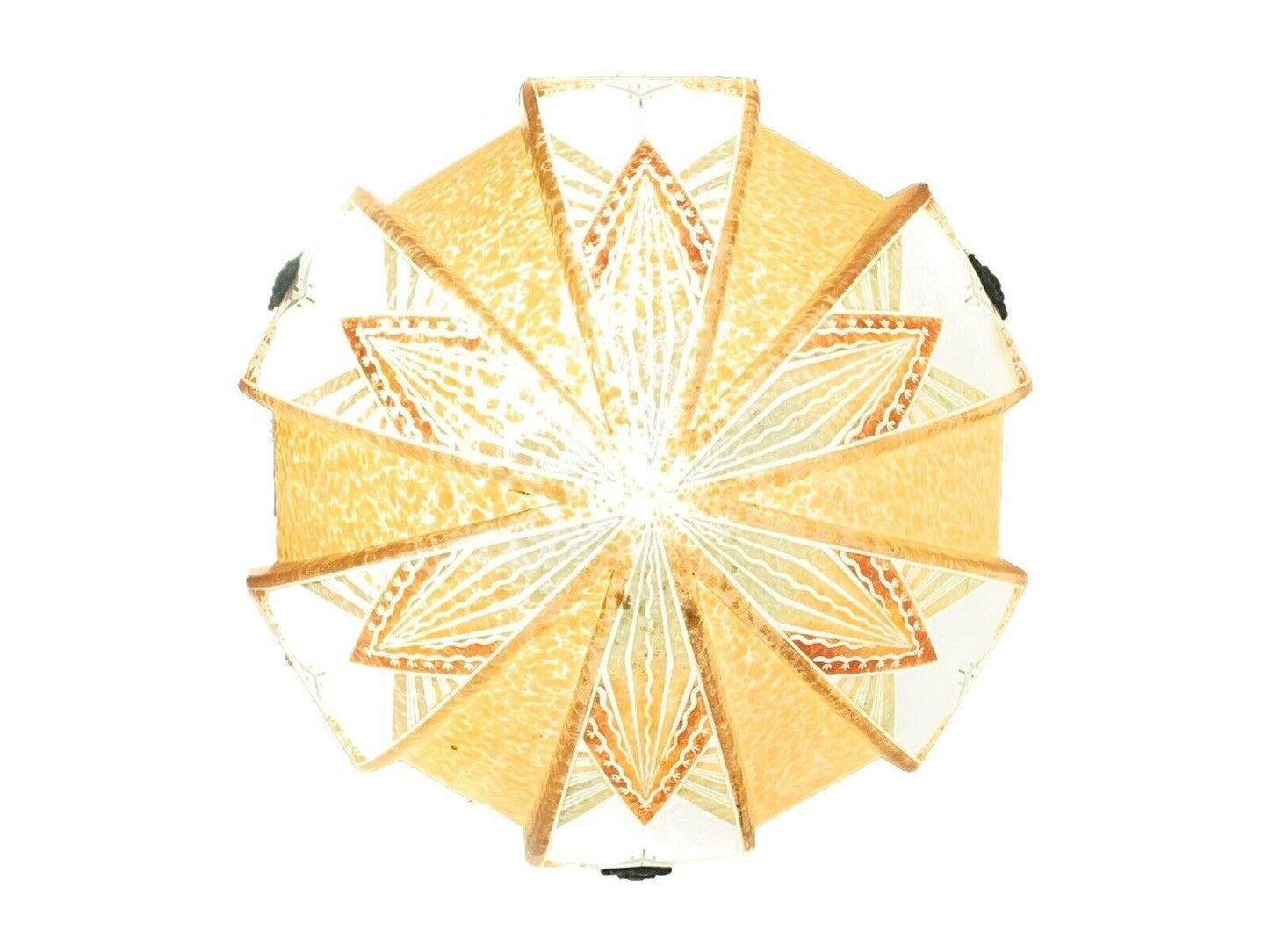 Art Deco, Coloured Glass Ceiling Light Shade / Bowl & Chain