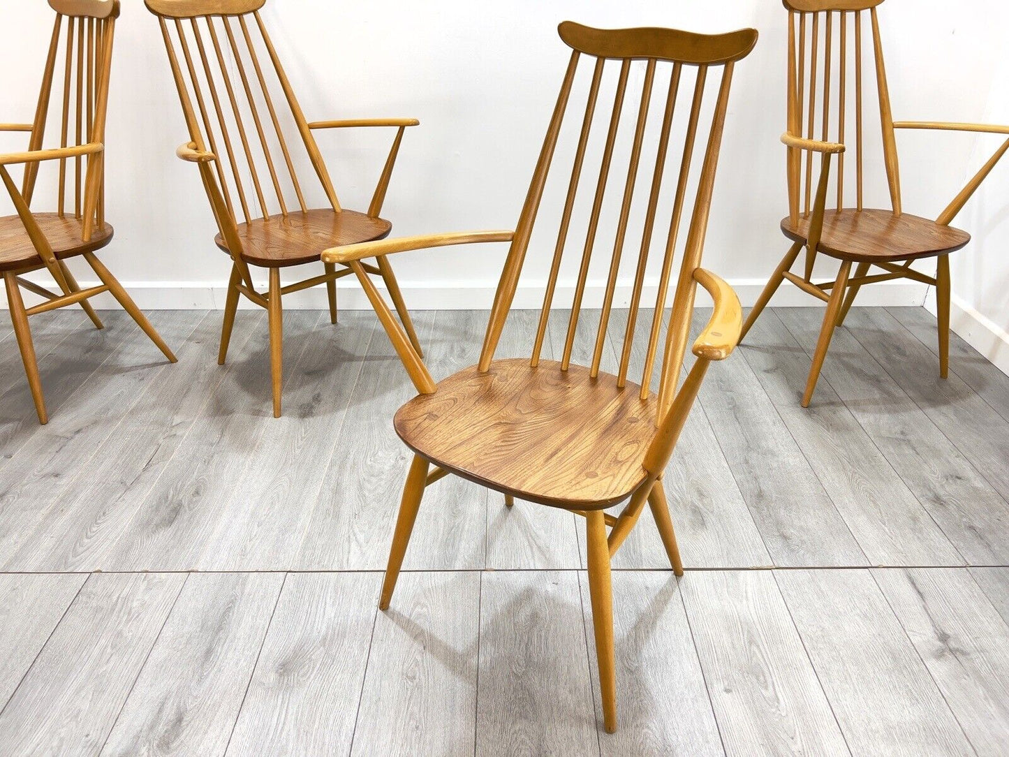 Ercol Goldsmith, Set of 4 Model 369A Mid Century Dining Chairs