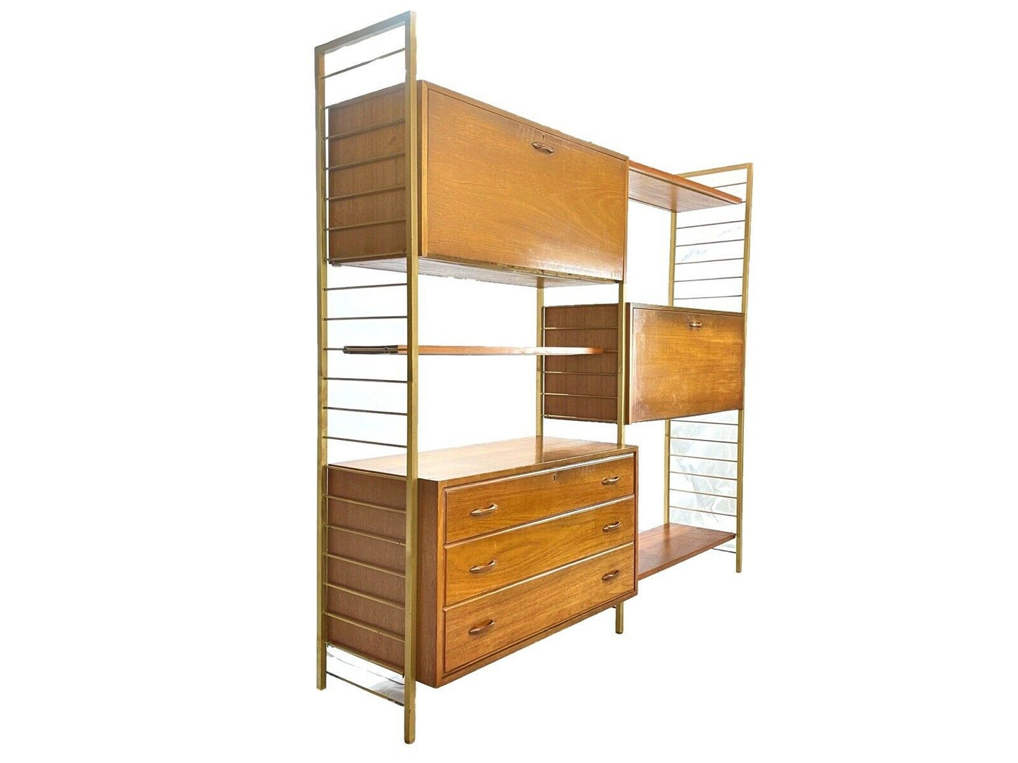 Staples Ladderax, 2 Bay Setup With Gold Ladders, Bank Of 3 Drawers, Plus More