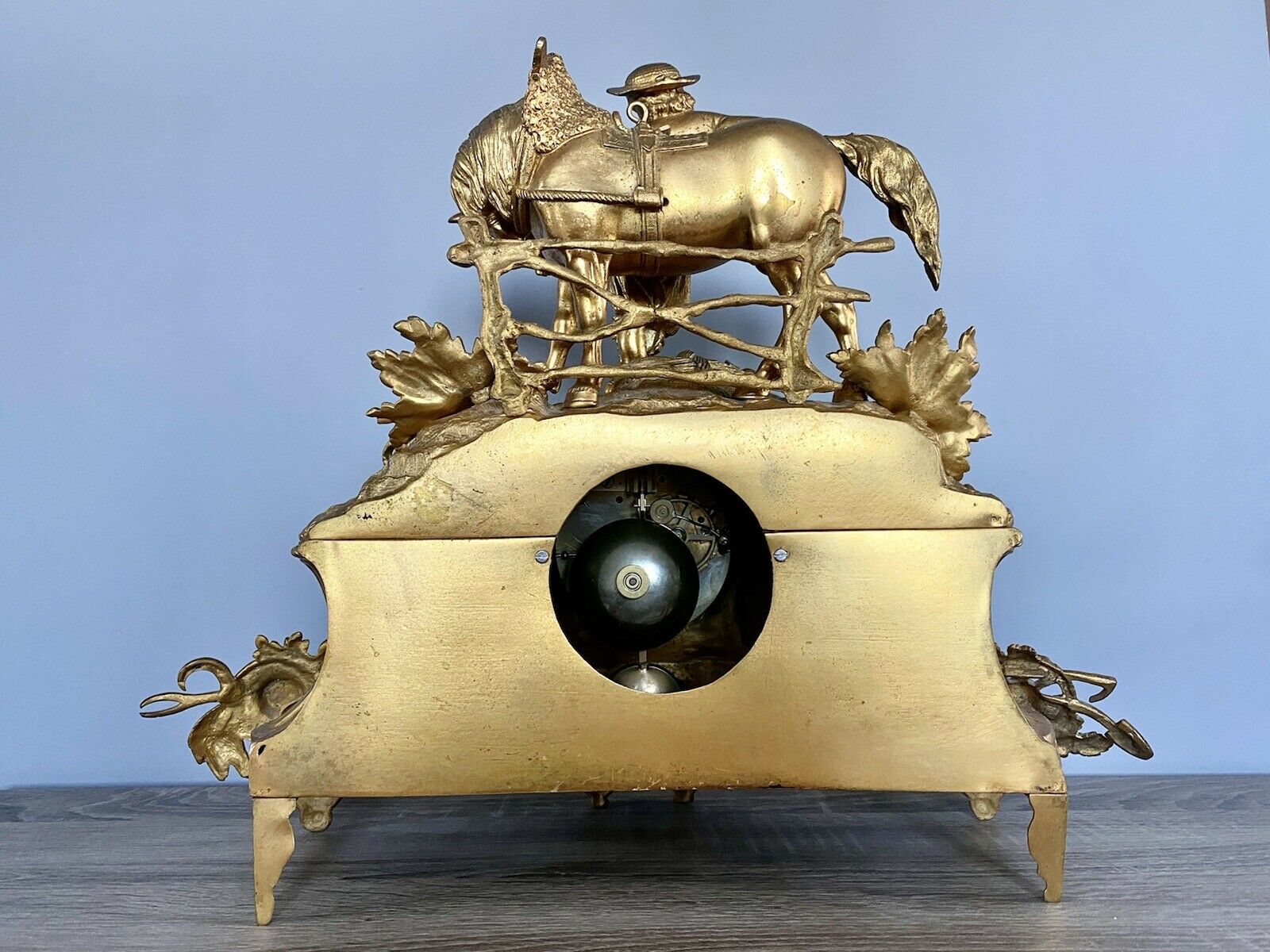 Henry Marc Paris, Gilt Bronze Mantel Clock With AD Mougin Movement