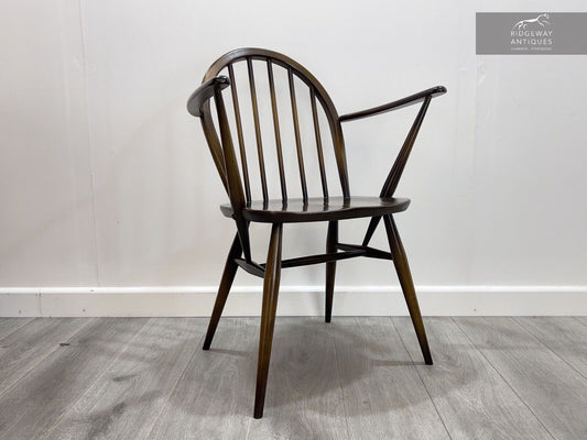 Ercol Model 370A, Mid Century Carver Dining Chair in Traditional Dark Elm