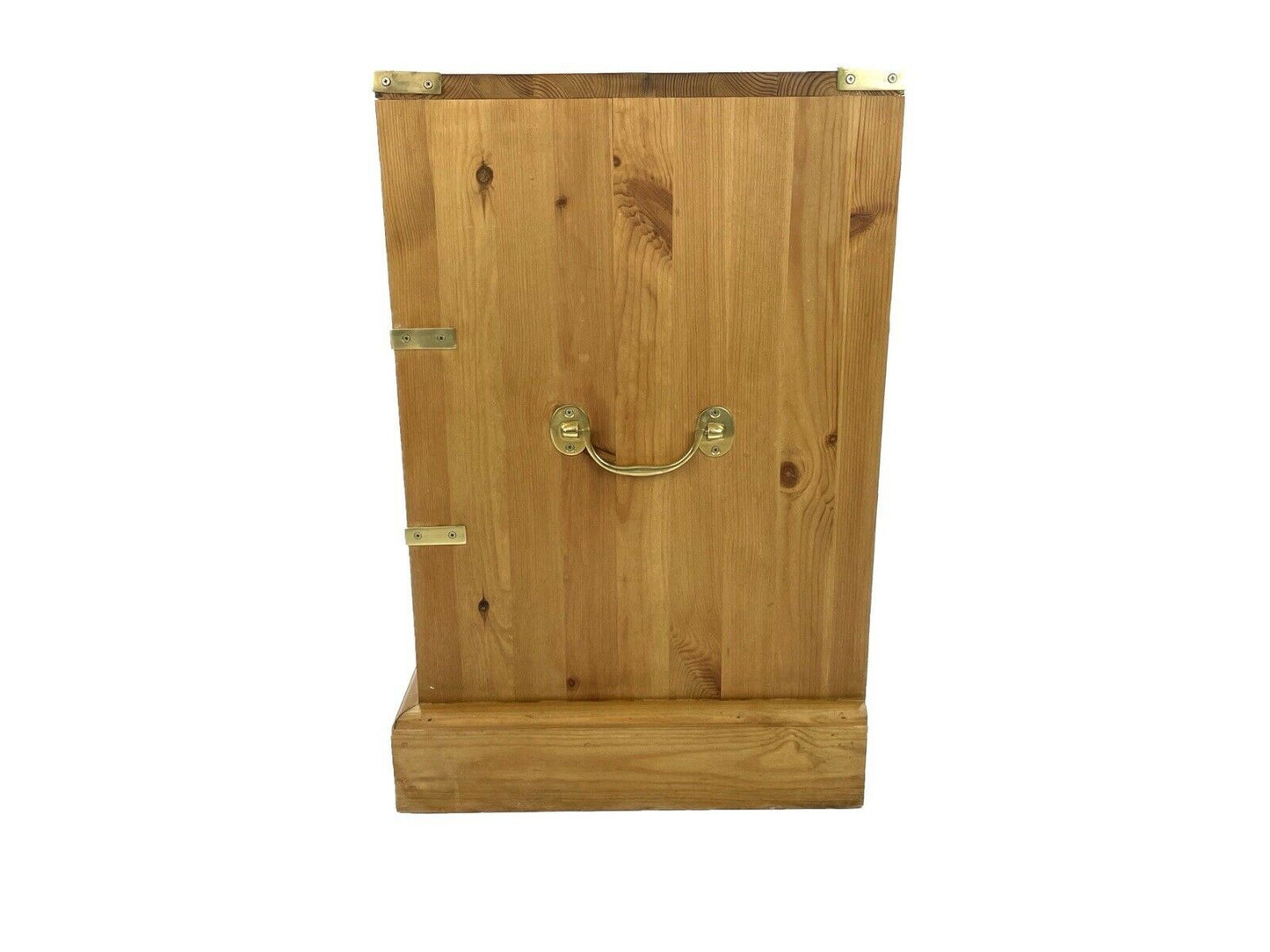 Campaign / Military Style, Brass Bound Pine Bedside Table / Drawers