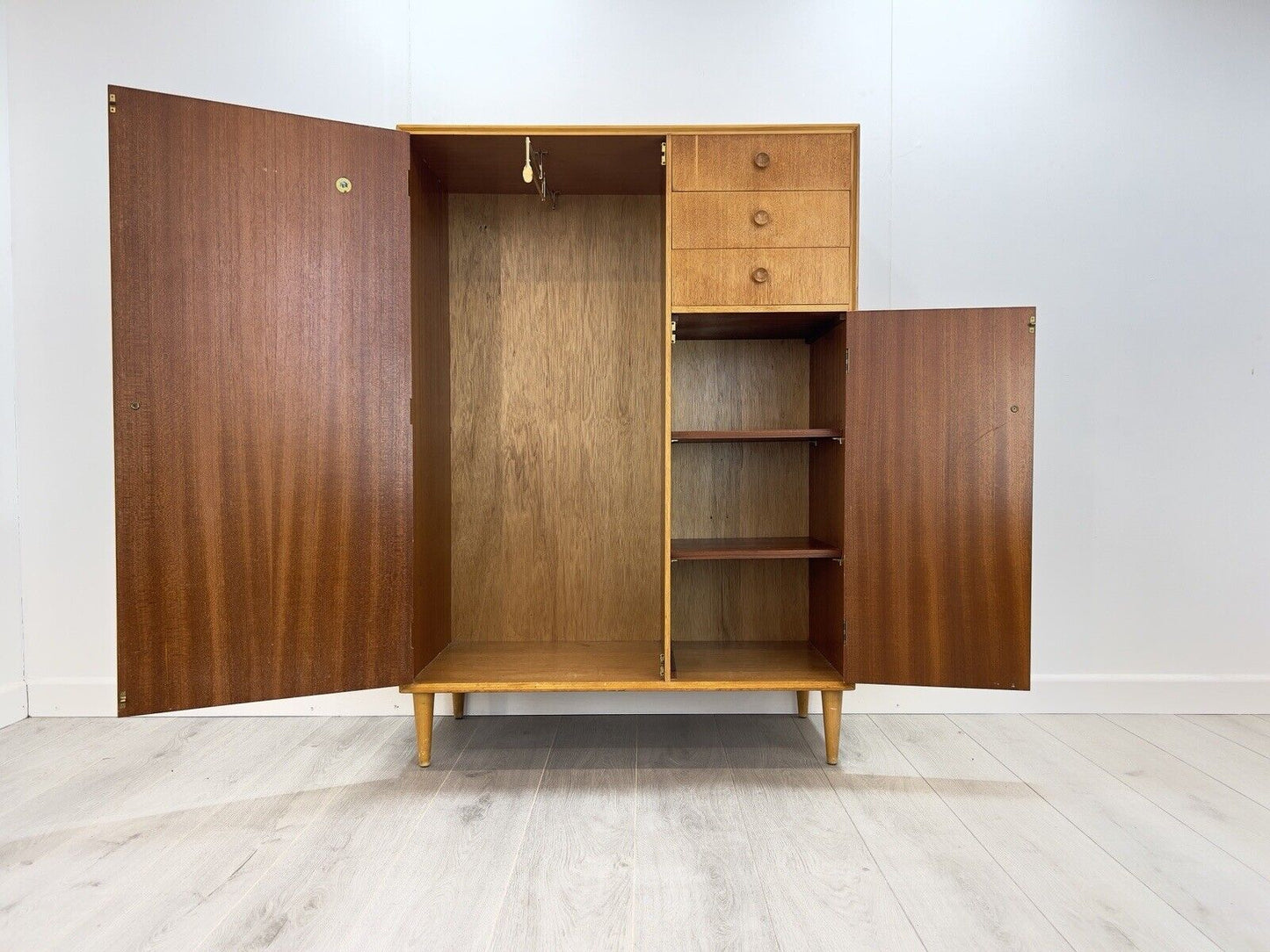 Meredew, Mid Century Light Oak Compactum / Gentleman’s Wardrobe