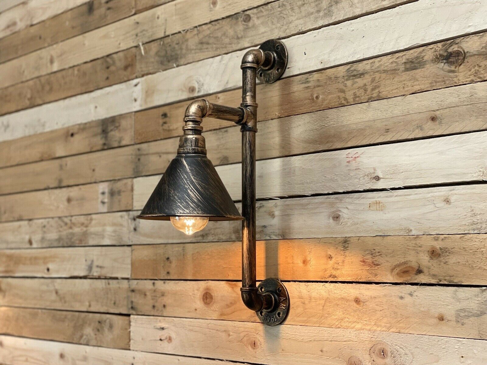 Industrial / Steampunk, Pipe Wall Lamp / Light - Approved For Commercial Install