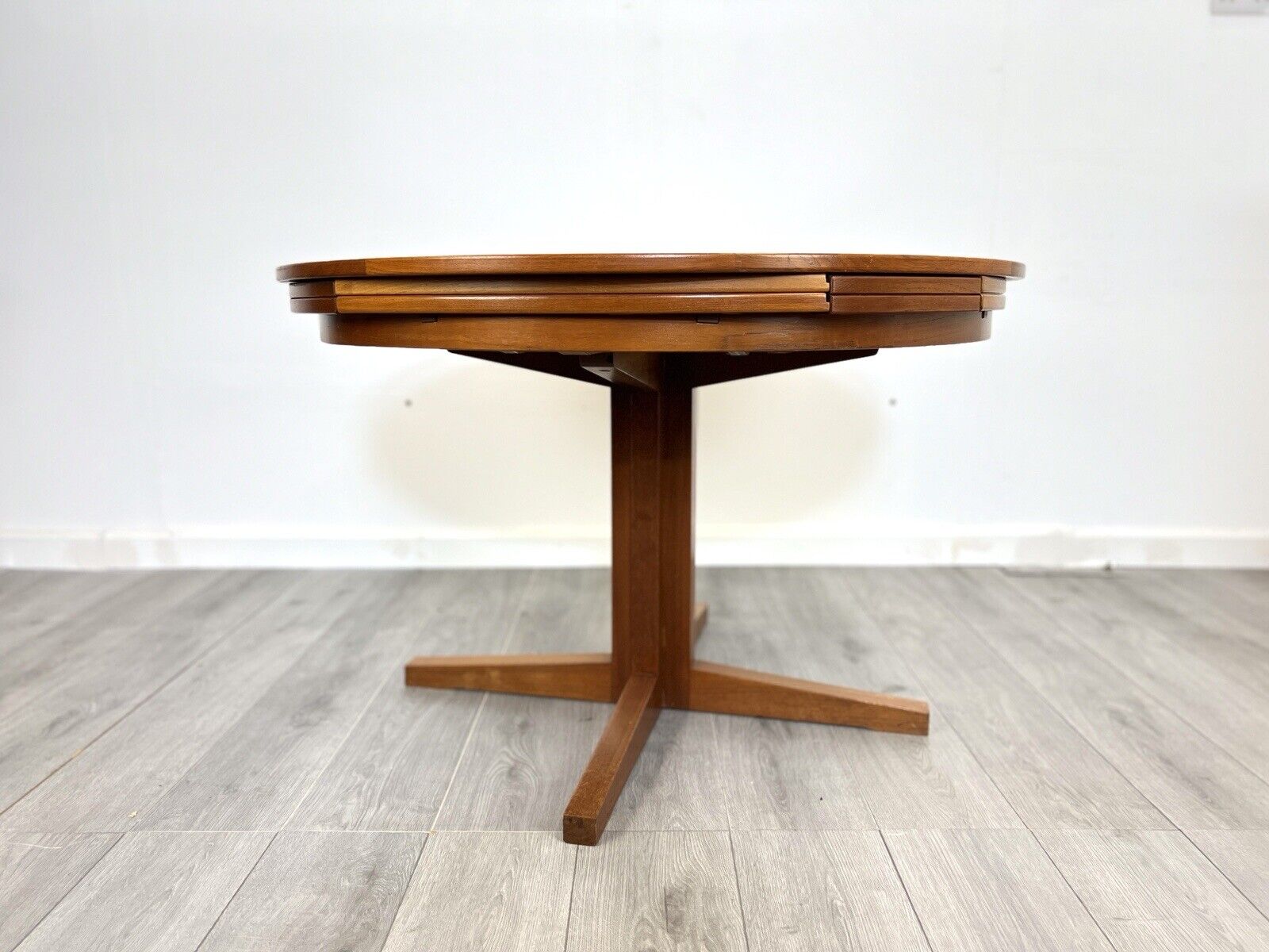 Dyrlund Lotus, Mid Century Circular Teak Extending Dining Table
