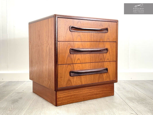 G Plan Fresco, Mid Century 3 Drawer Bedside Table / Chest Of Drawers