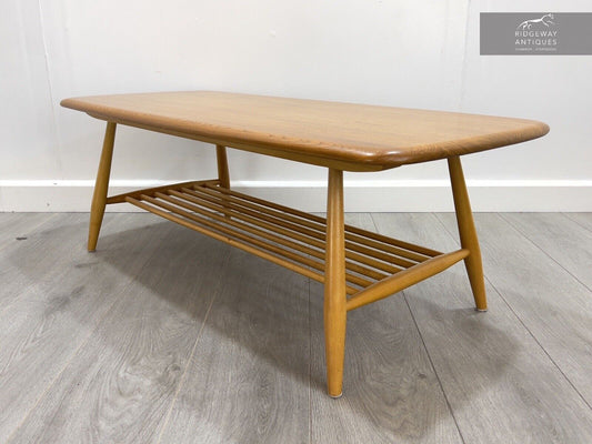 Ercol Model 459, Mid Century Elm Coffee Table with Magazine Rack