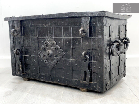 17th Century, Wrought Iron Strong Box / Armada Chest