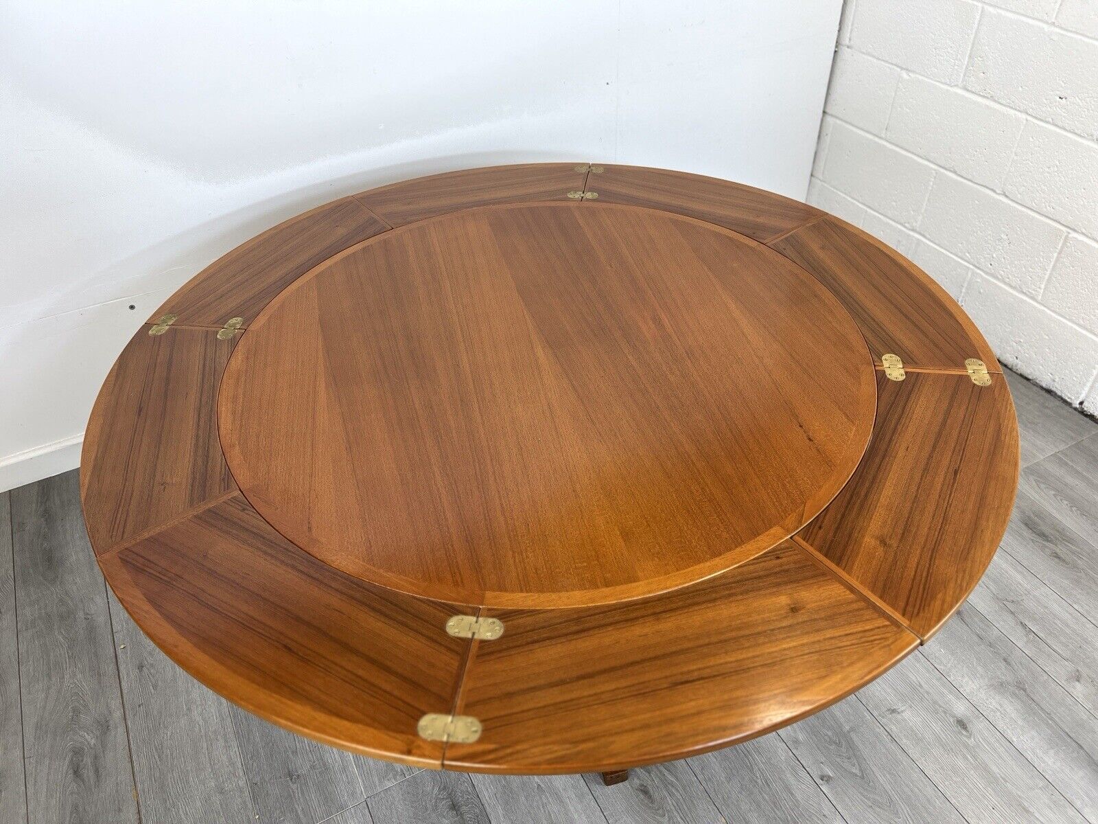Dyrlund Lotus, Mid Century Circular Teak Extending Dining Table