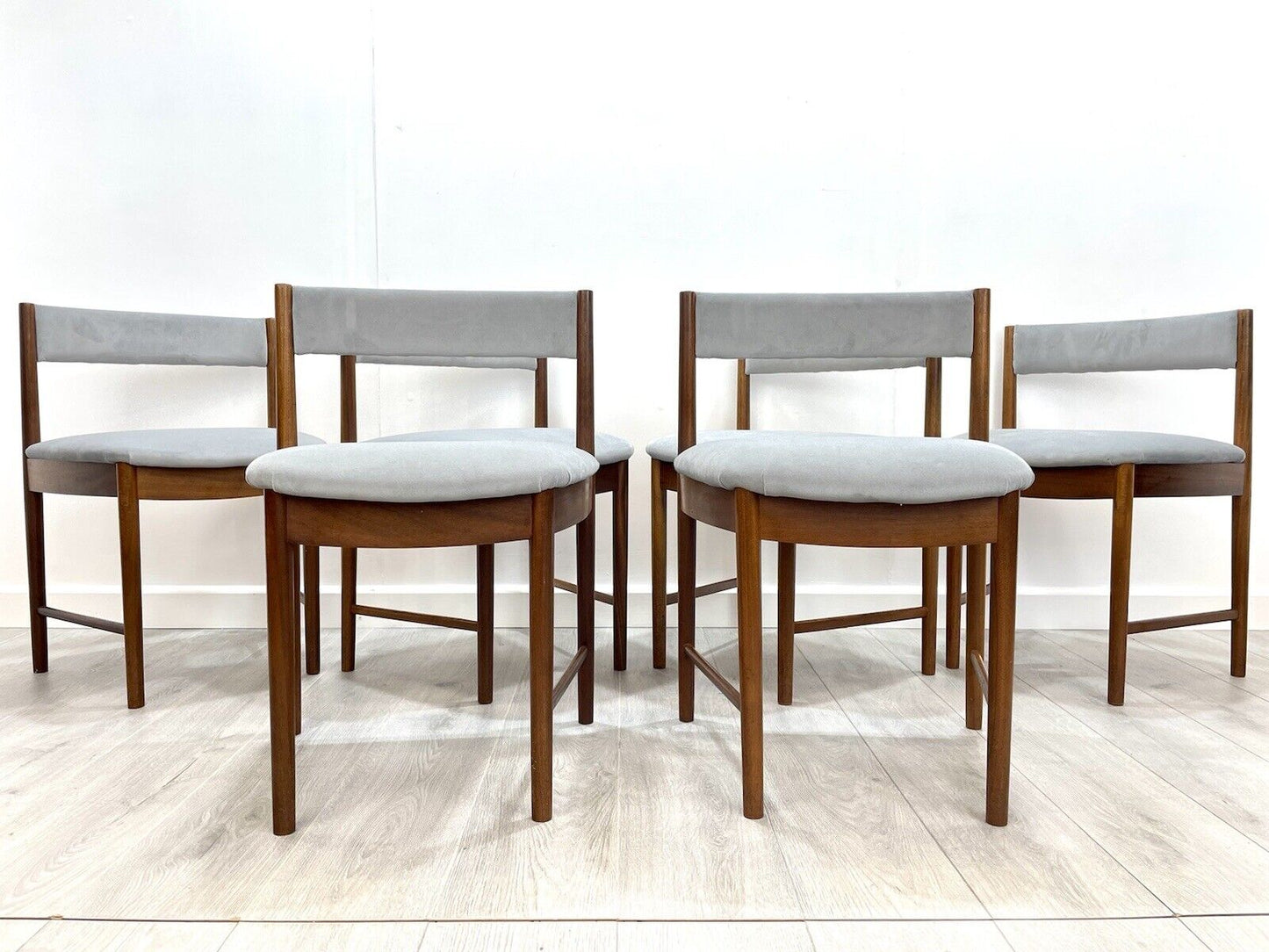 Set of 6, Mcintosh Model No. 9533, Teak Framed and Upholstered Dining Chairs