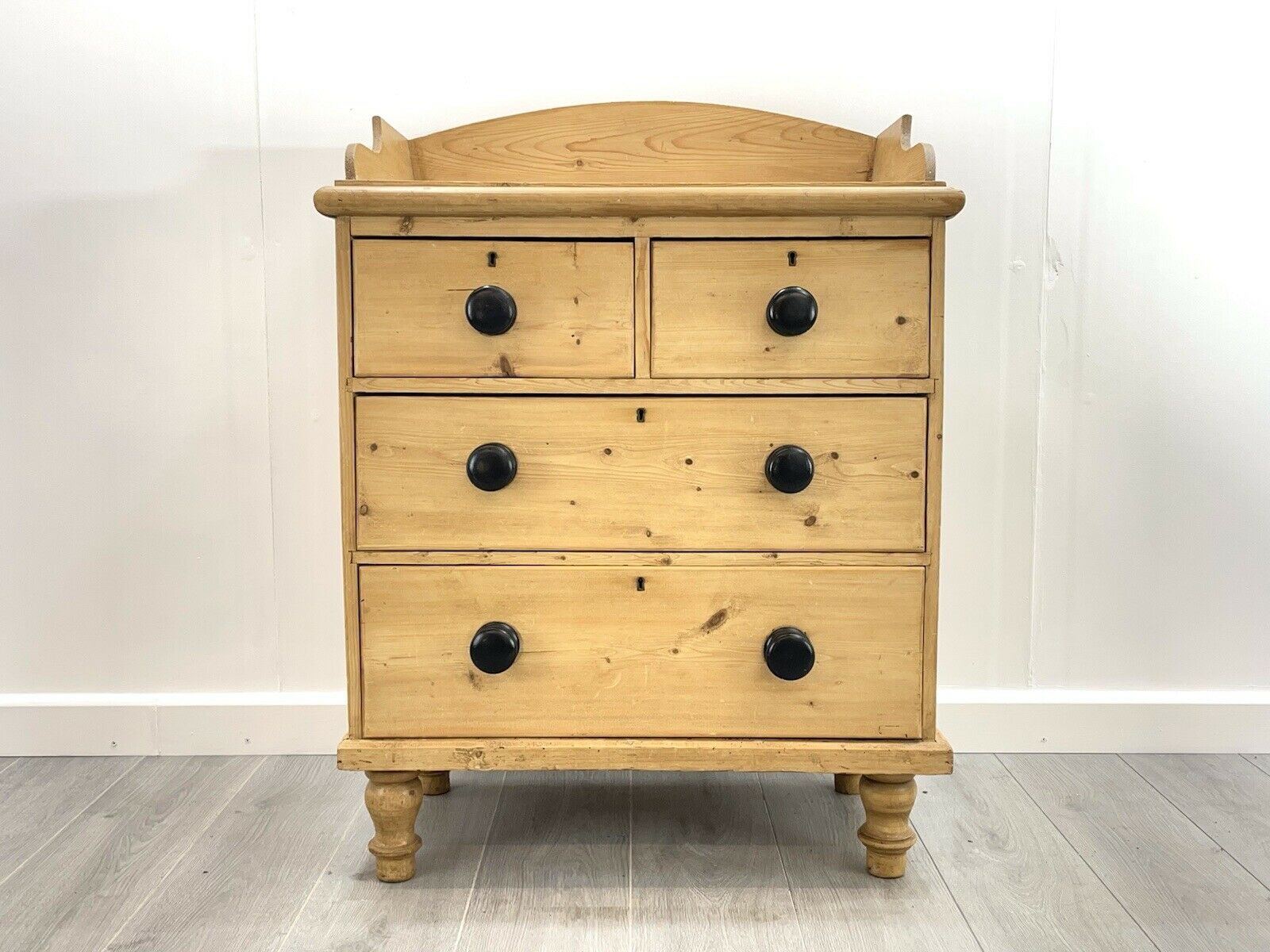 Victorian Pine Gallery Back Chest of Drawers / Dressing Chest