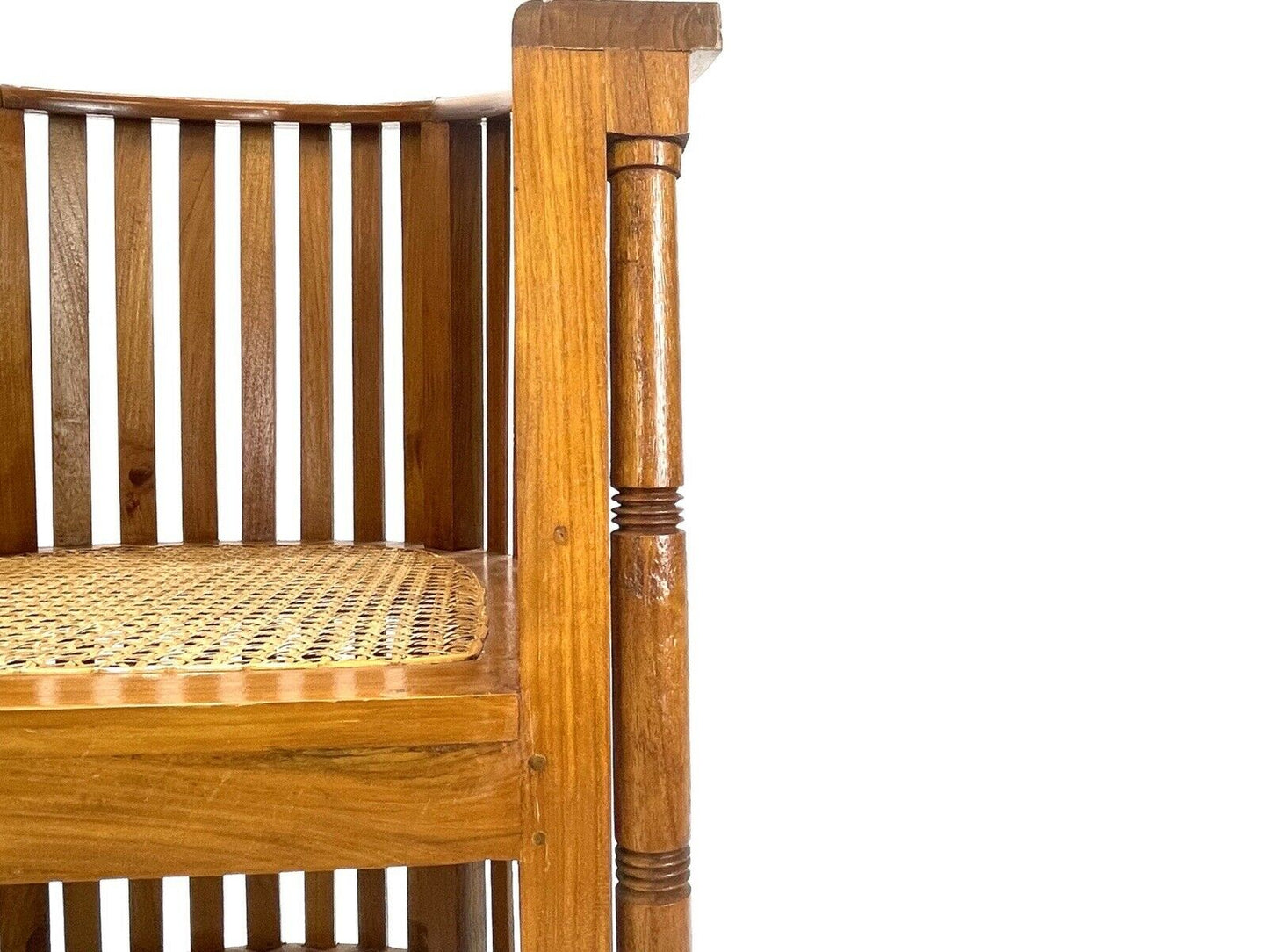 Arts And Crafts, Oak And Cane Barrel Chair