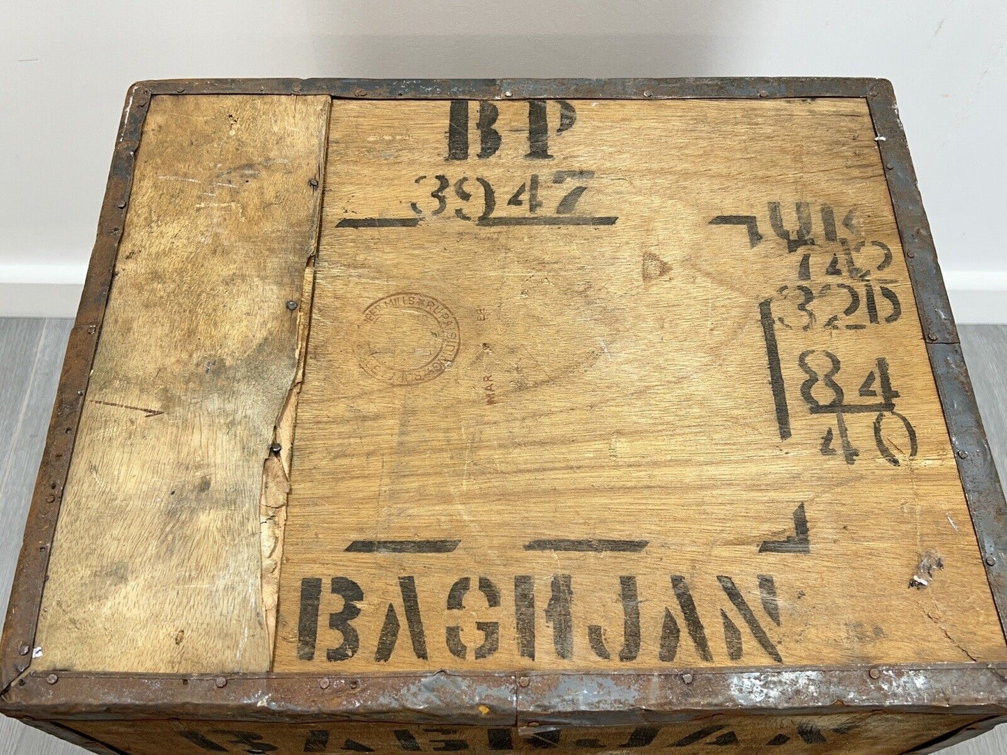 Vintage Wooden Tea Crate from Baghjan, India