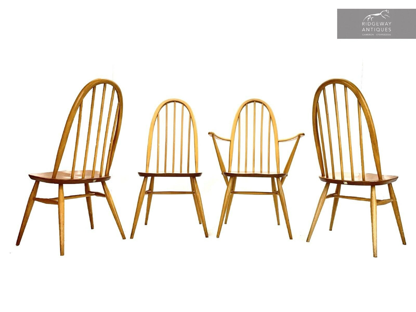 Ercol Quaker 365 & 365a, Set Of 4 Retro Dining Chairs
