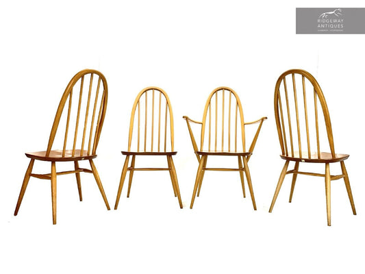 Ercol Quaker 365 & 365a, Set Of 4 Retro Dining Chairs