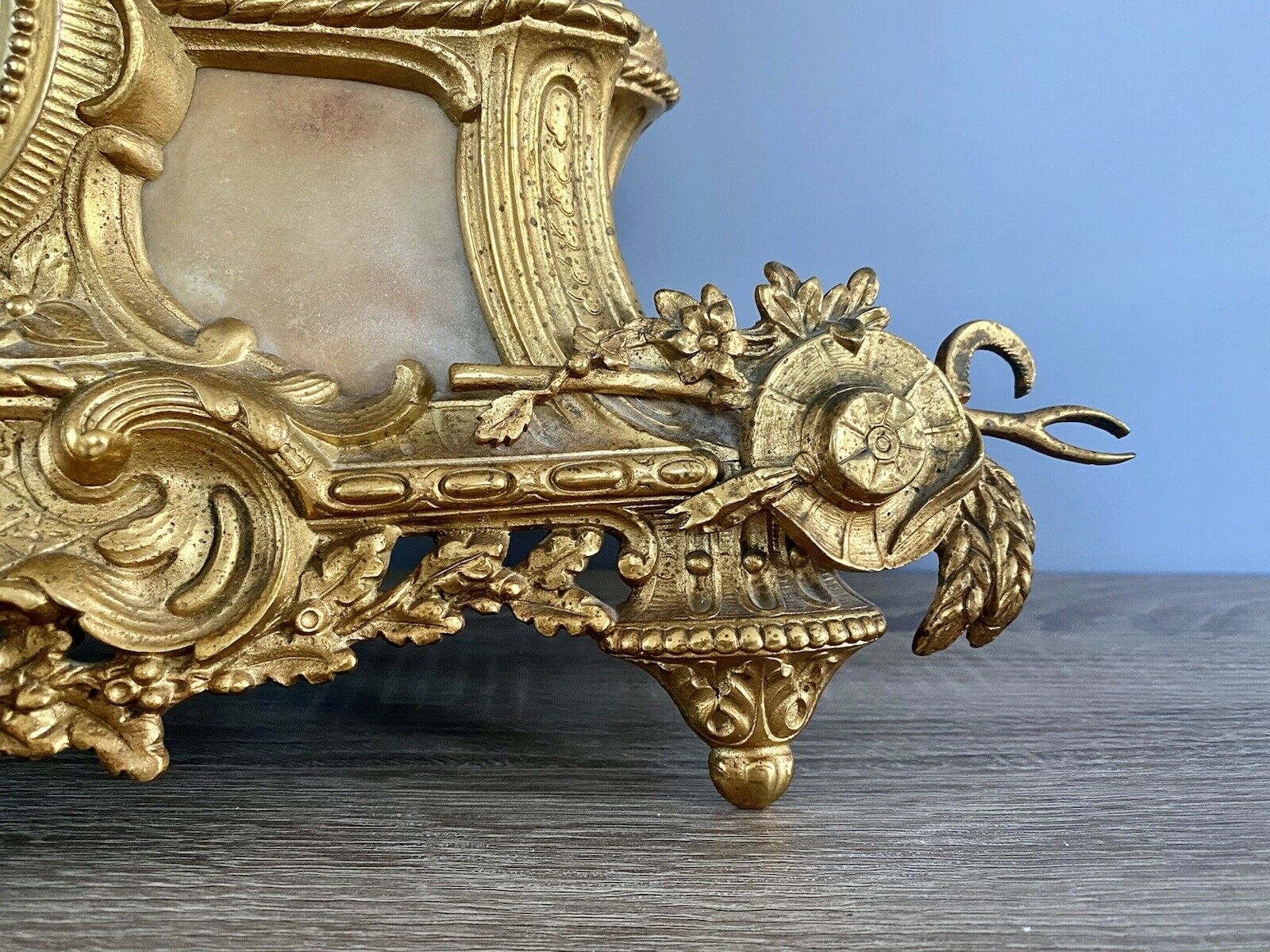 Henry Marc Paris, Gilt Bronze Mantel Clock With AD Mougin Movement
