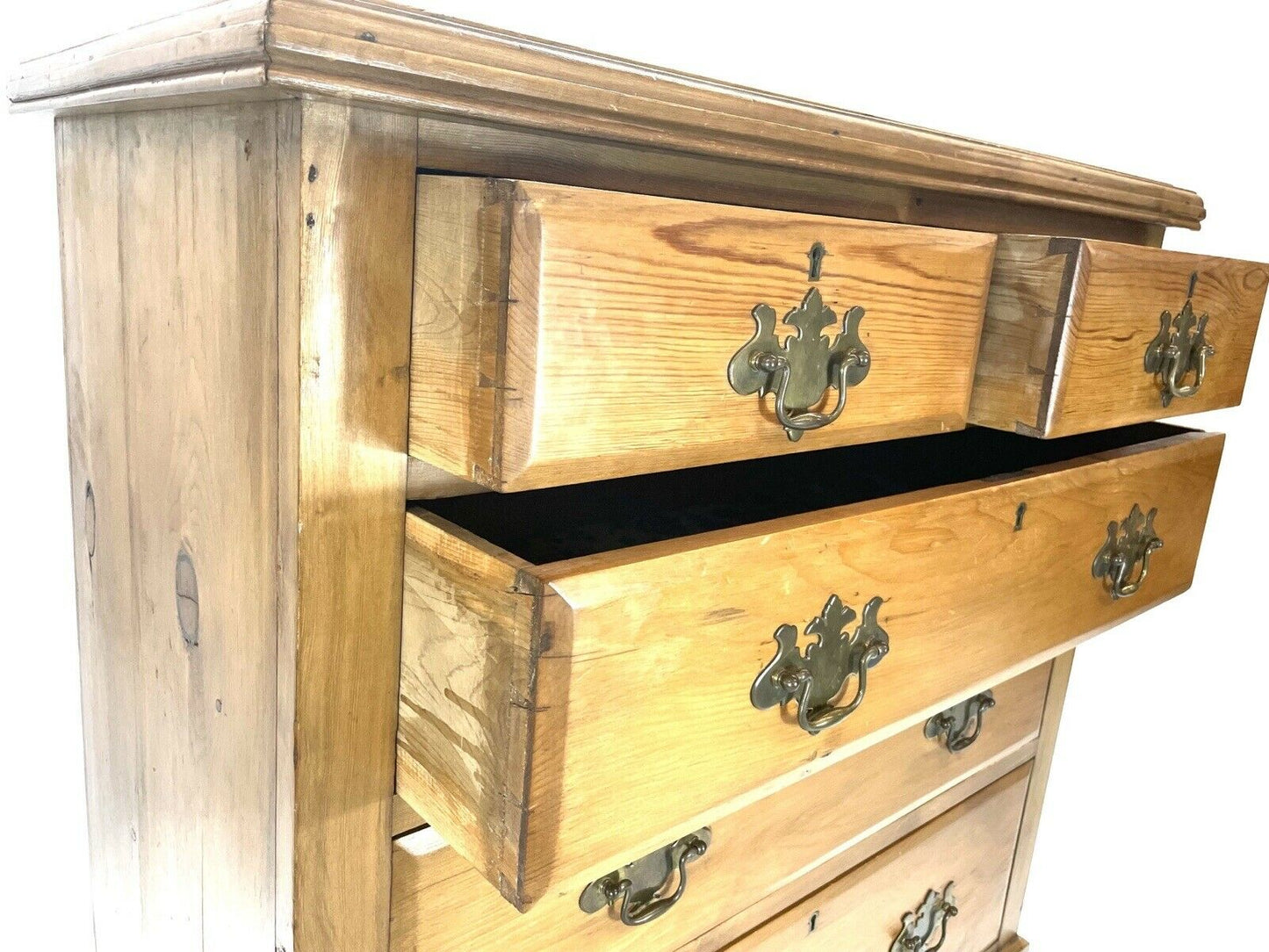 Antique Victorian, Waxed Pine Chest Of Drawers