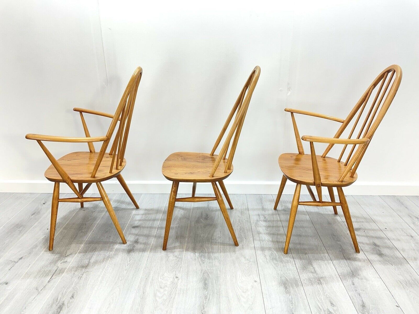 Ercol Quaker 365 & 365a, Set Of 3 Retro Dining Chairs