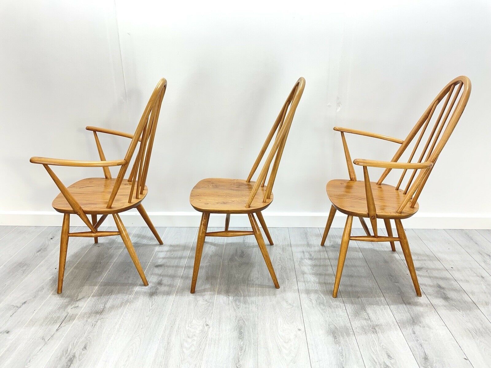 Ercol Quaker 365 & 365a, Set Of 3 Retro Dining Chairs