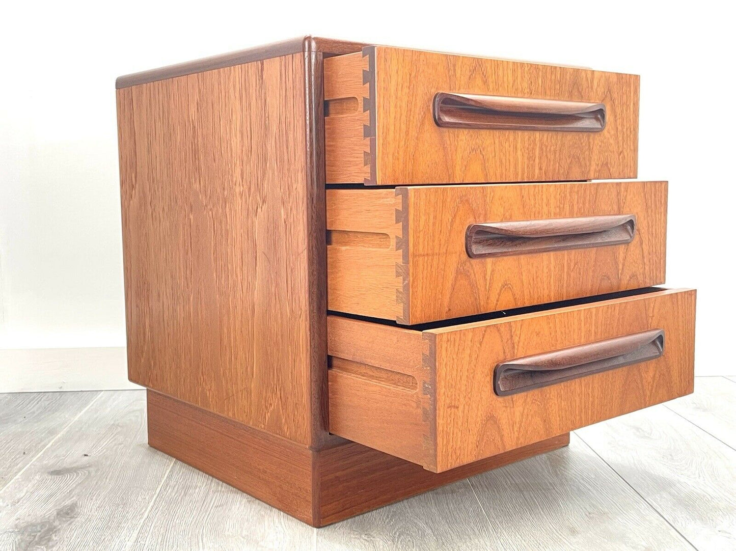 G Plan Fresco, Mid Century 3 Drawer Bedside Table / Chest Of Drawers