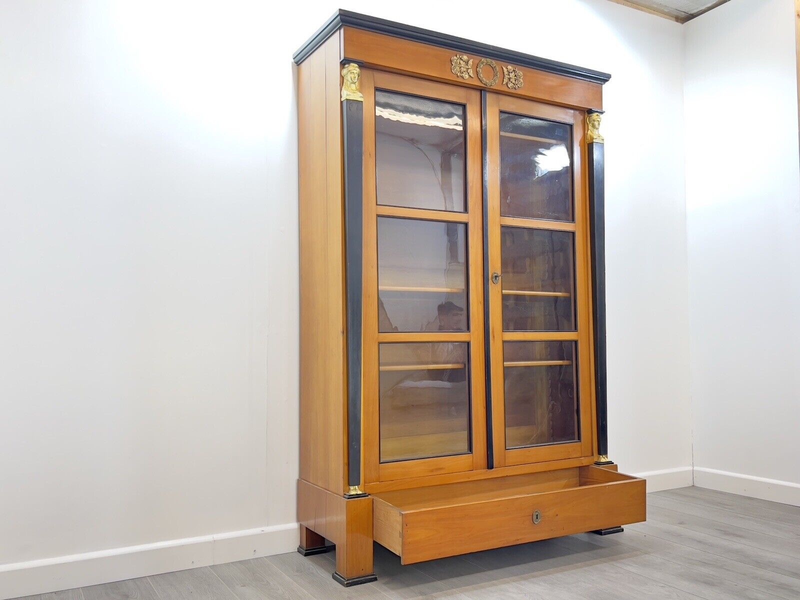 19th Century French Empire Style Vitrine / Display Cabinet with Ormolu Details
