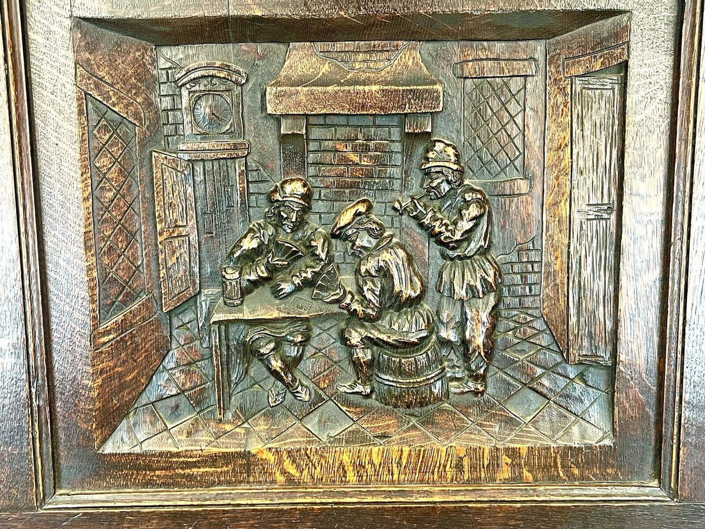A Carved, 19th Century, Flemish Style, Oak Bench / Settle
