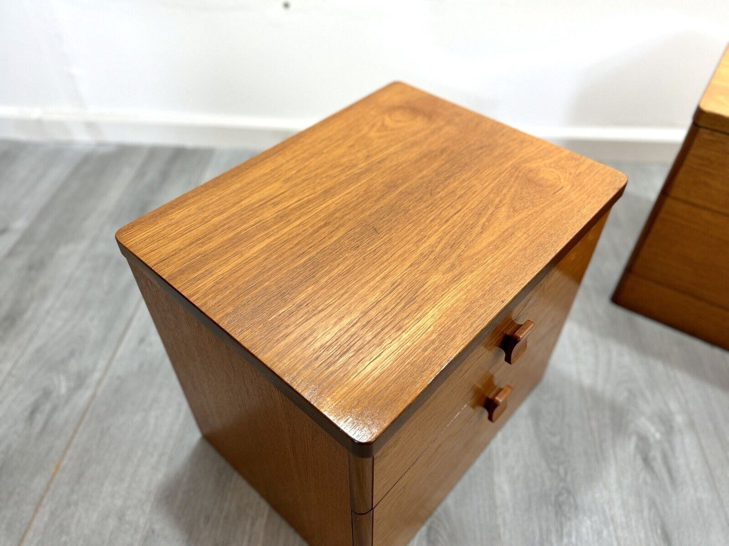 Stag Cantata, Pair of Mid Century Teak Bedside Tables / Drawers