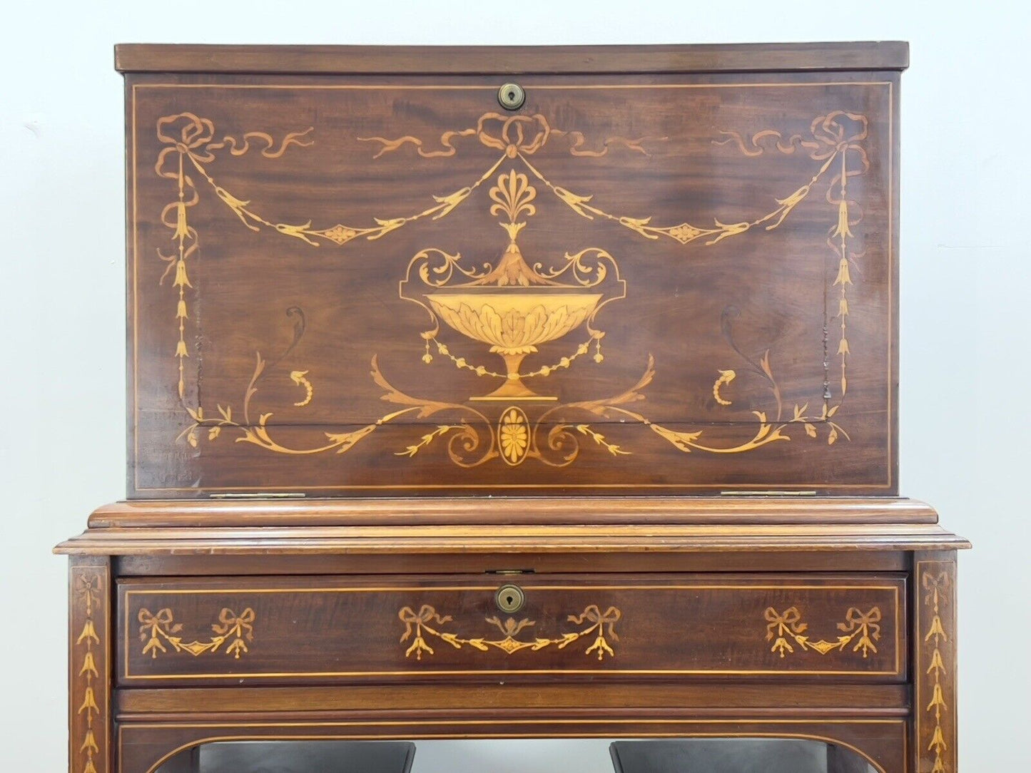 Edwardian, Campaign Style and Inlaid Travelling Writing Desk