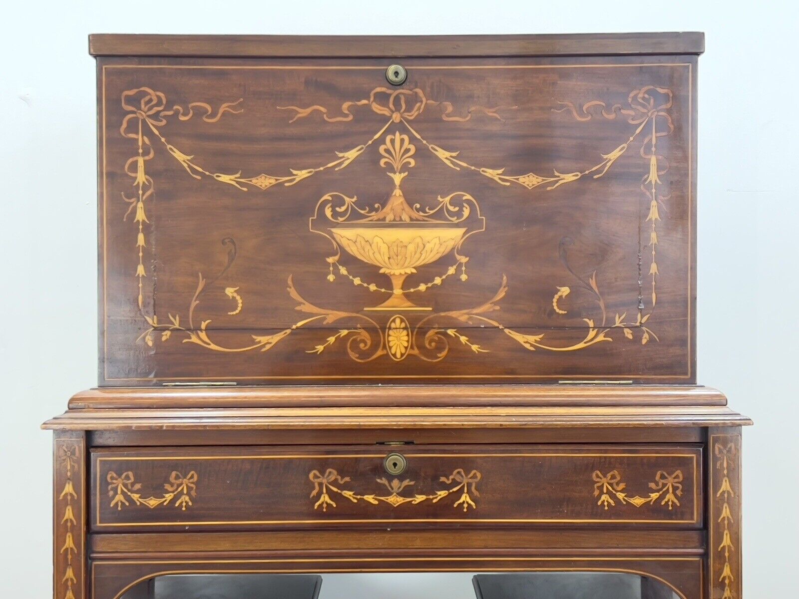 Edwardian, Campaign Style and Inlaid Travelling Writing Desk