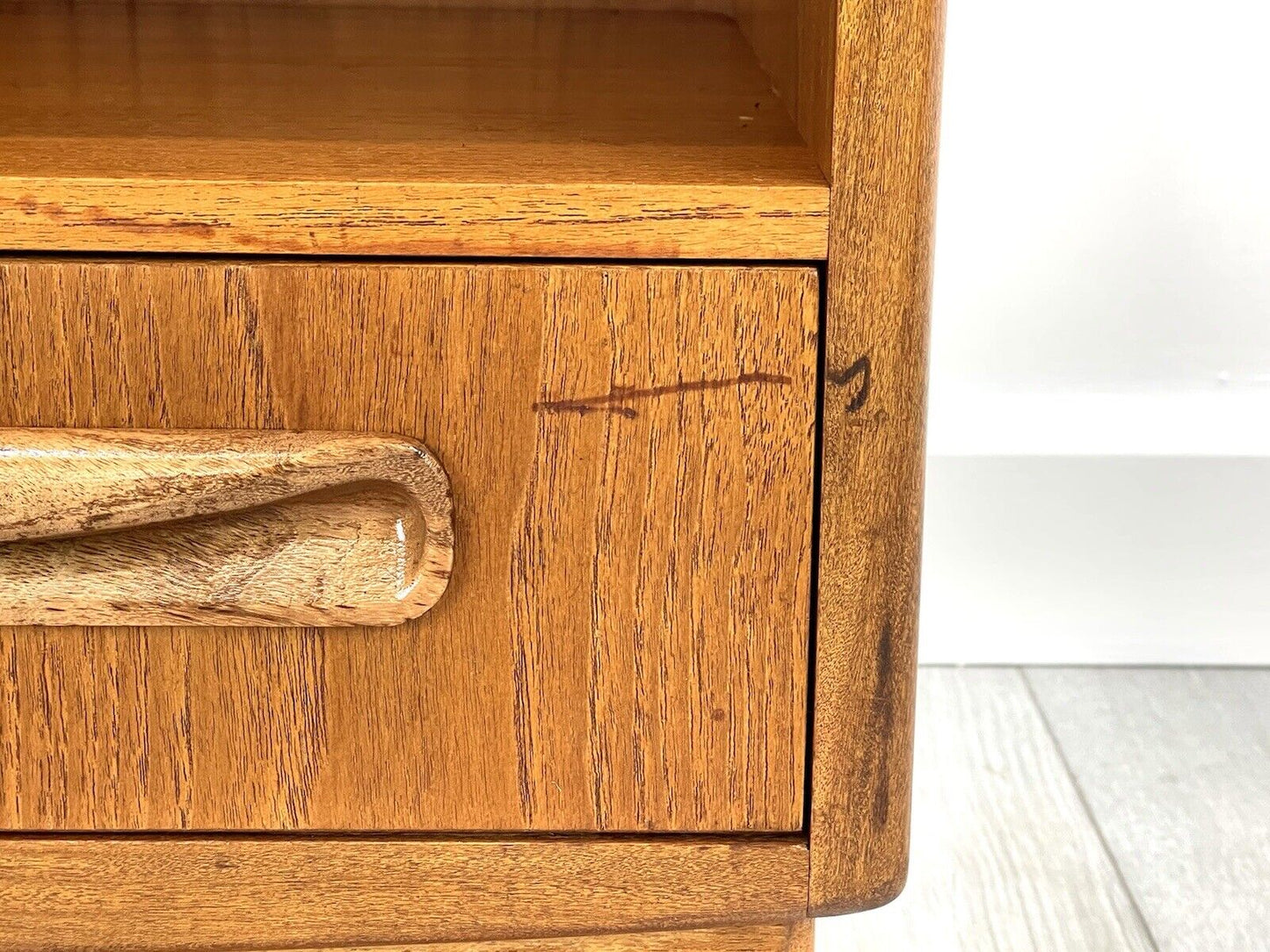 G Plan Fresco, Vintage Teak Bedside Table With Shelf and Singular Drawer
