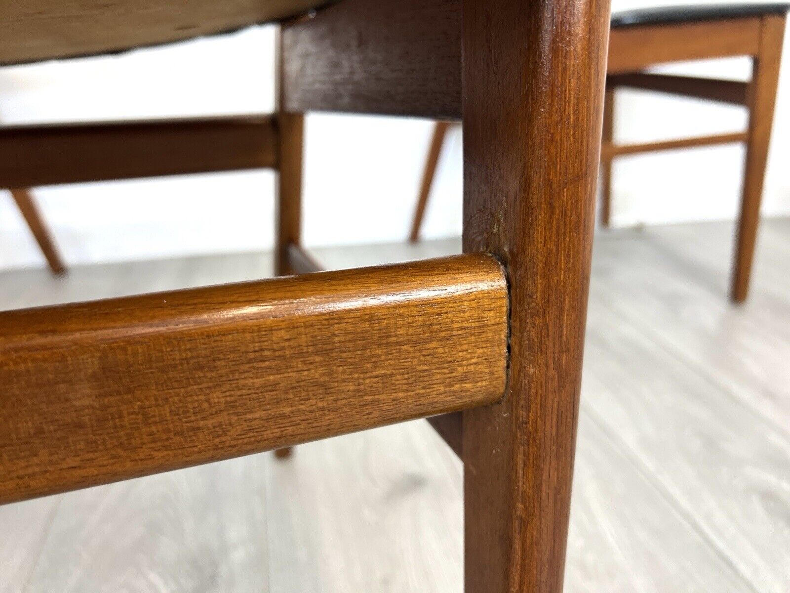 Sax, Set of 4 Mid Century Teak and Leatherette Dining Chairs